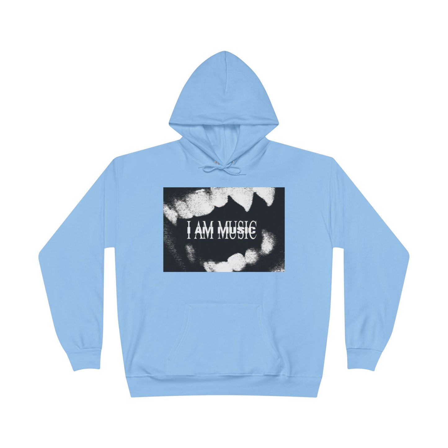 Music Teeth Graphic Hoodie — “I AM MUSIC” Black & White Pullover