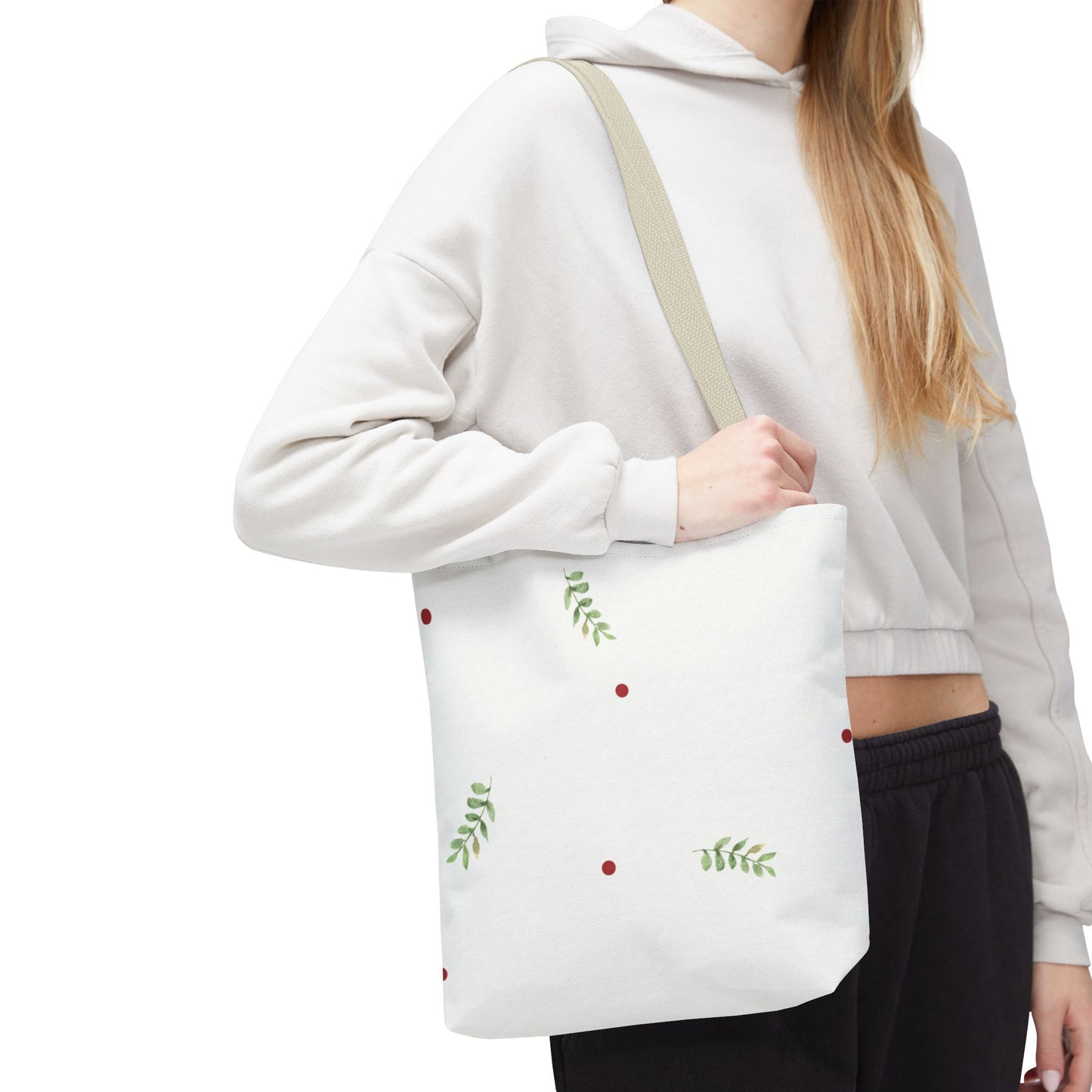 Minimal Holiday Dots Tote Bag — Festive Polka Dot Holiday Shopper