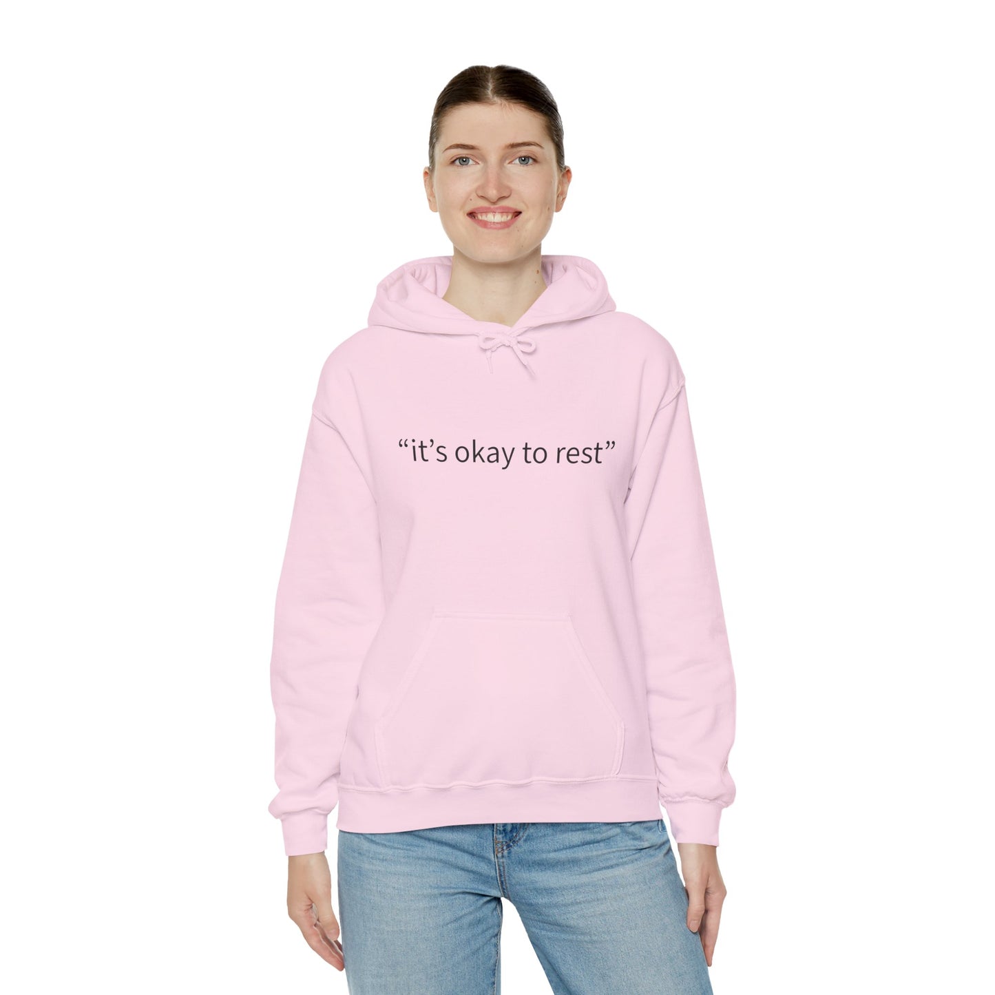 Hoodie — "it's okay to rest" Minimal Self-Care Pullover