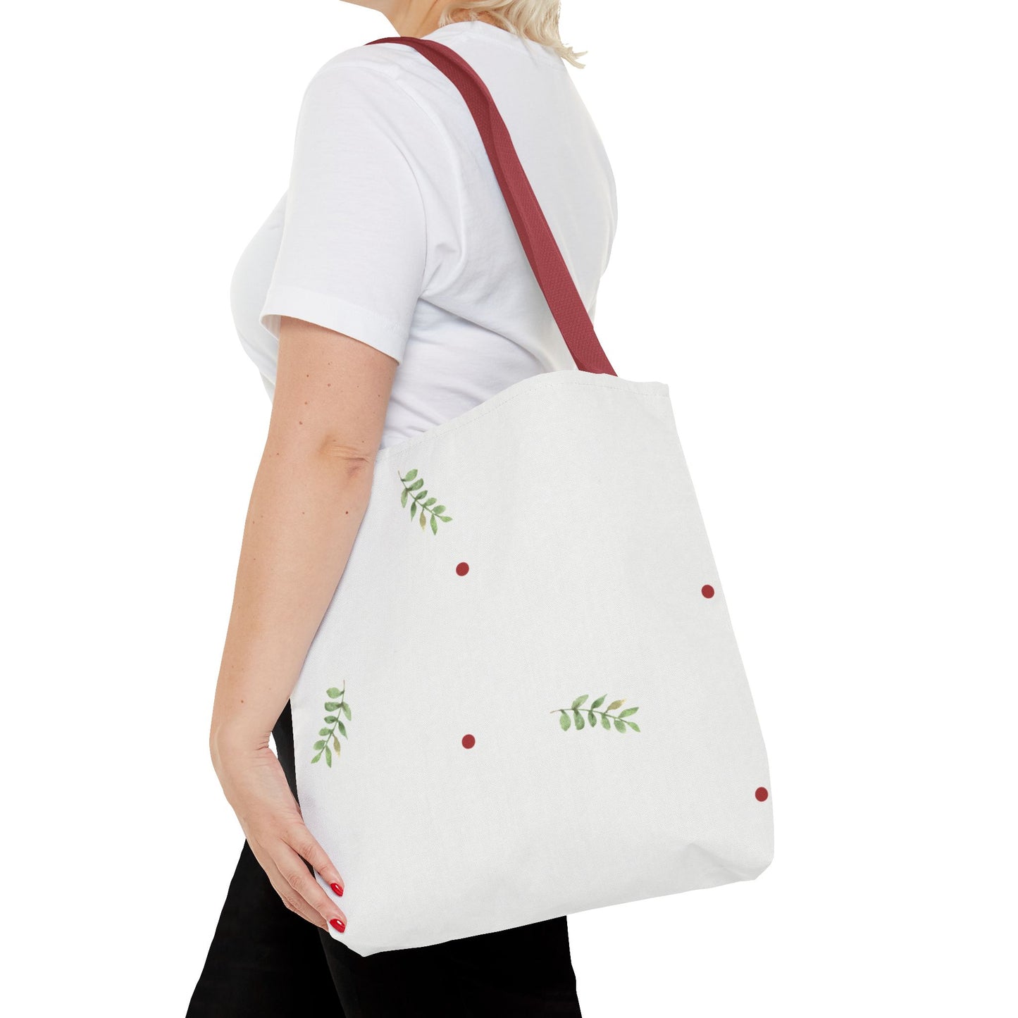 Minimal Holiday Dots Tote Bag — Festive Polka Dot Holiday Shopper