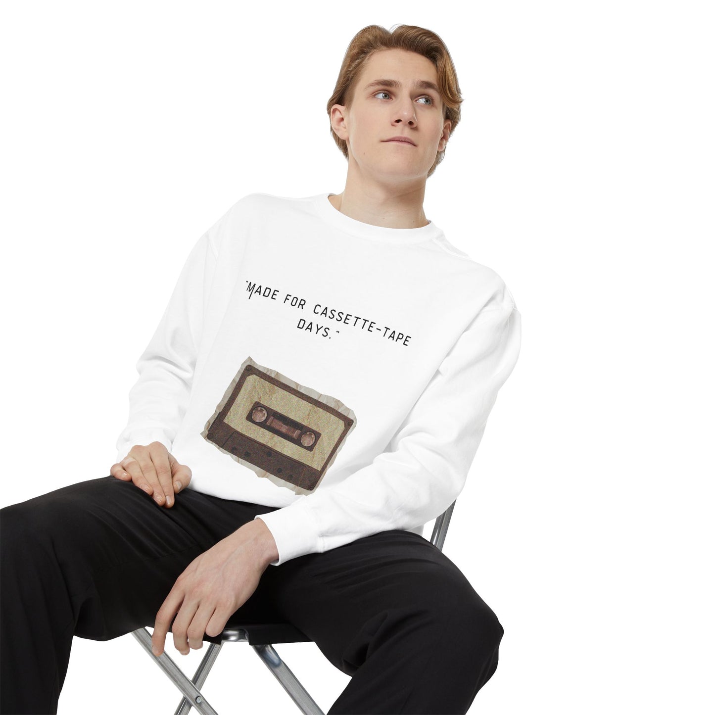 Vintage Cassette Sweatshirt — “Made for Cassette‑Tape Days” Retro Music Crewneck