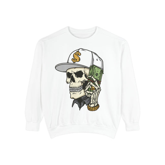Sudadera con calavera y dinero — Graphic Streetwear Crewneck