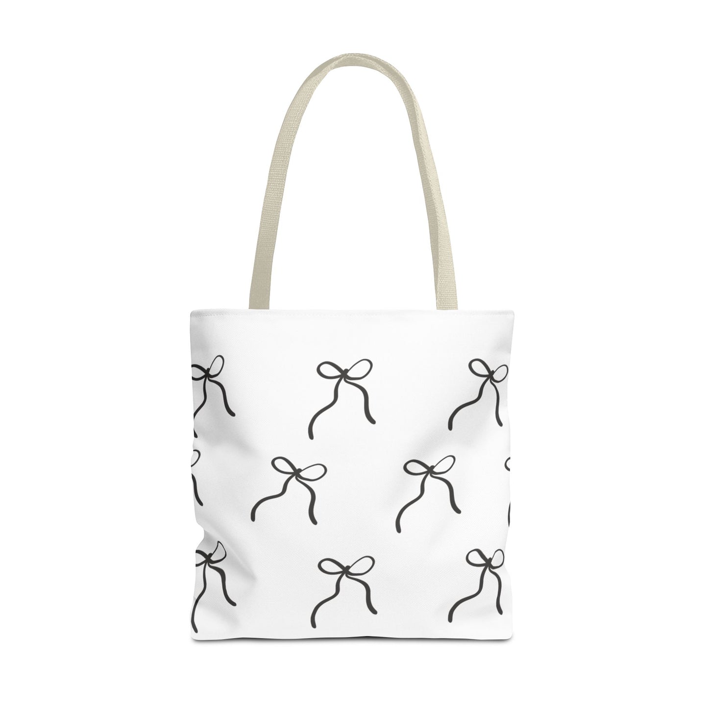 Minimalist Black Bow Pattern Tote Bag — All-Over Print