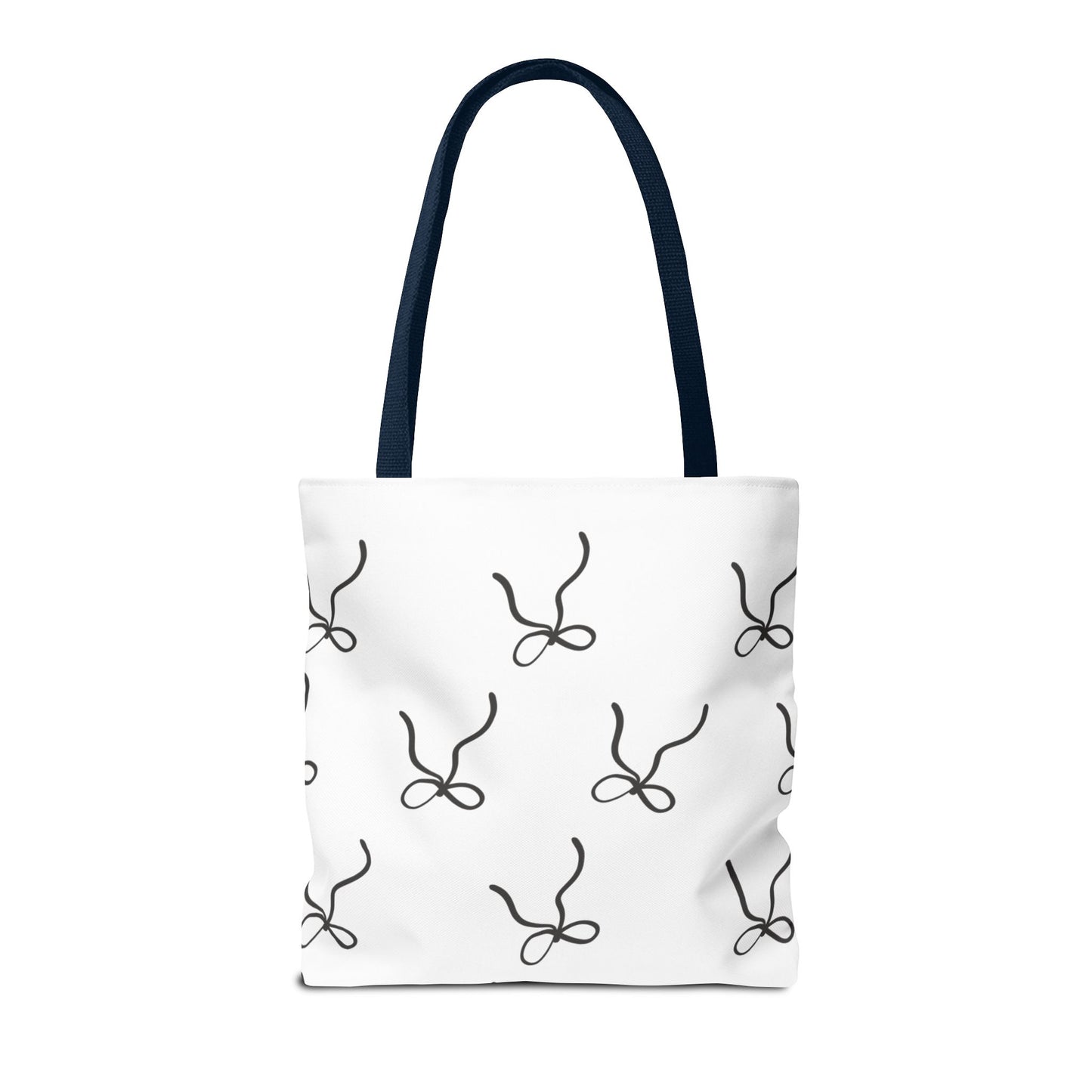 Minimalist Black Bow Pattern Tote Bag — All-Over Print