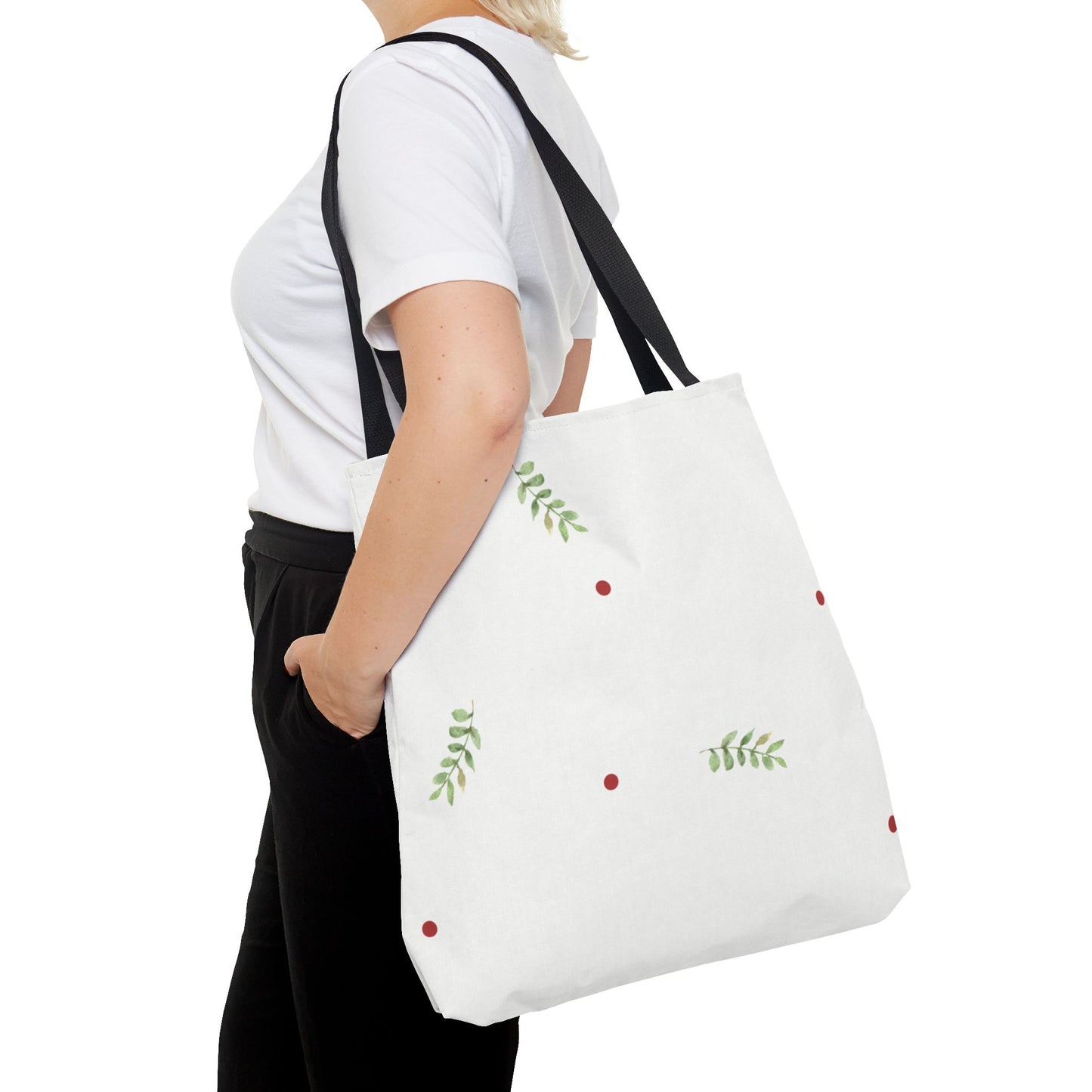 Minimal Holiday Dots Tote Bag — Festive Polka Dot Holiday Shopper