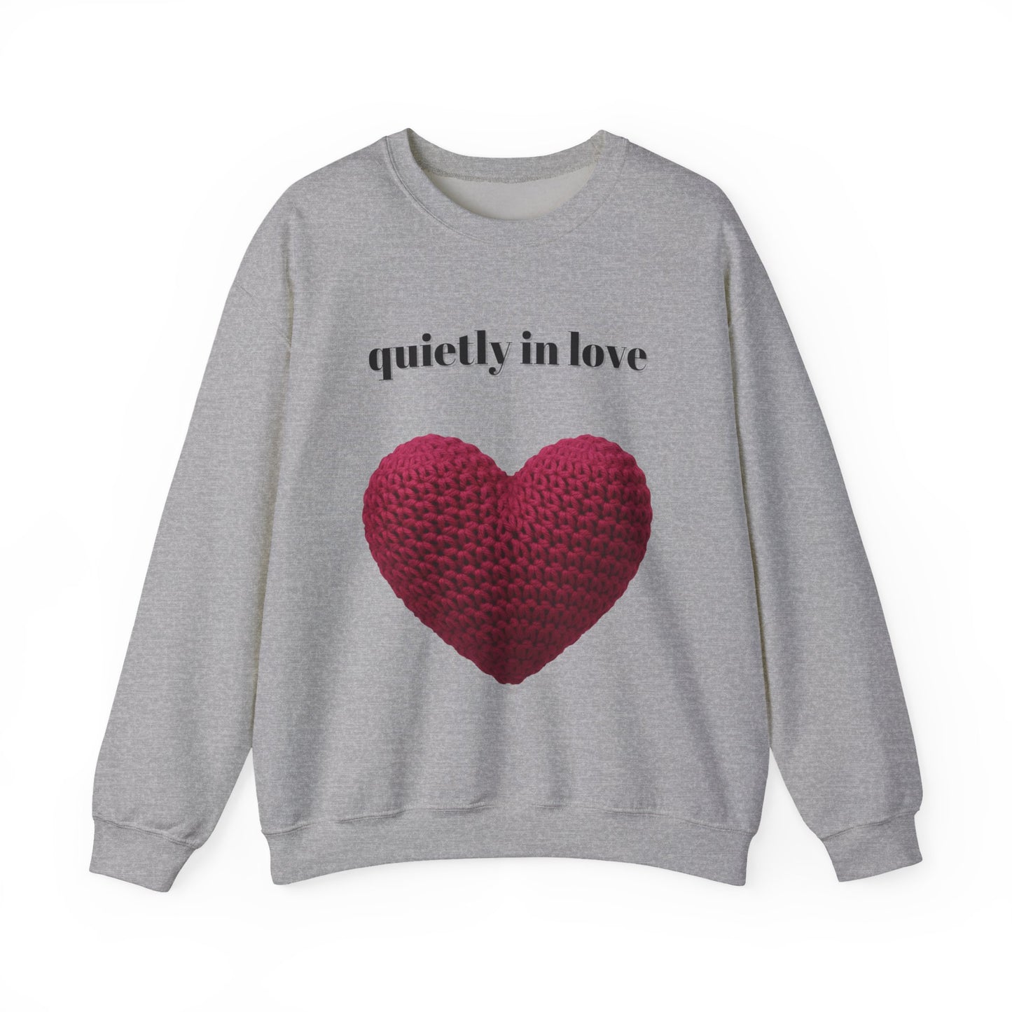 Sudadera de cuello redondo con corazón de San Valentín de Quietly in Love