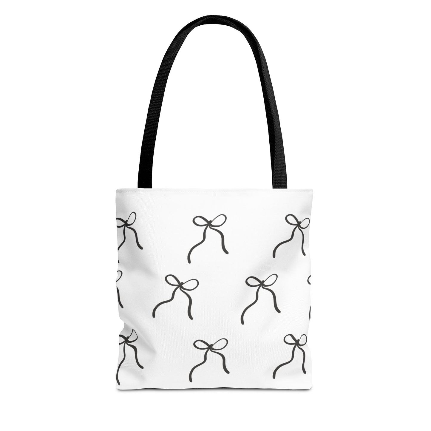 Minimalist Black Bow Pattern Tote Bag — All-Over Print