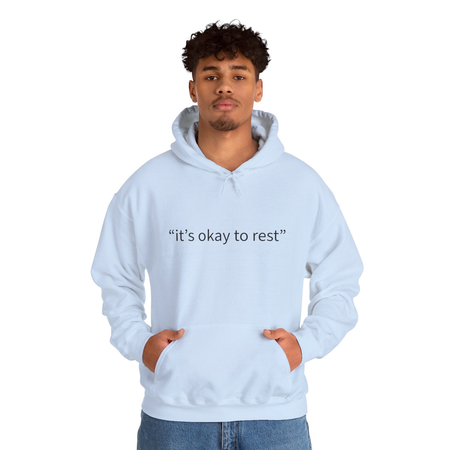 Hoodie — "it's okay to rest" Minimal Self-Care Pullover