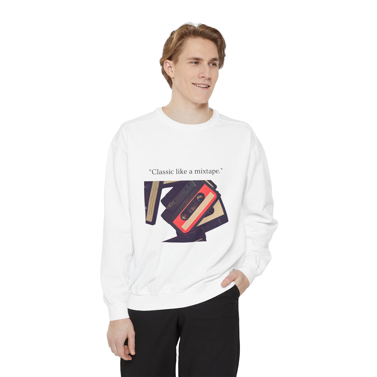 Cassette Mixtape Sweatshirt — "Classic like a mixtape." Retro Tape Crewneck