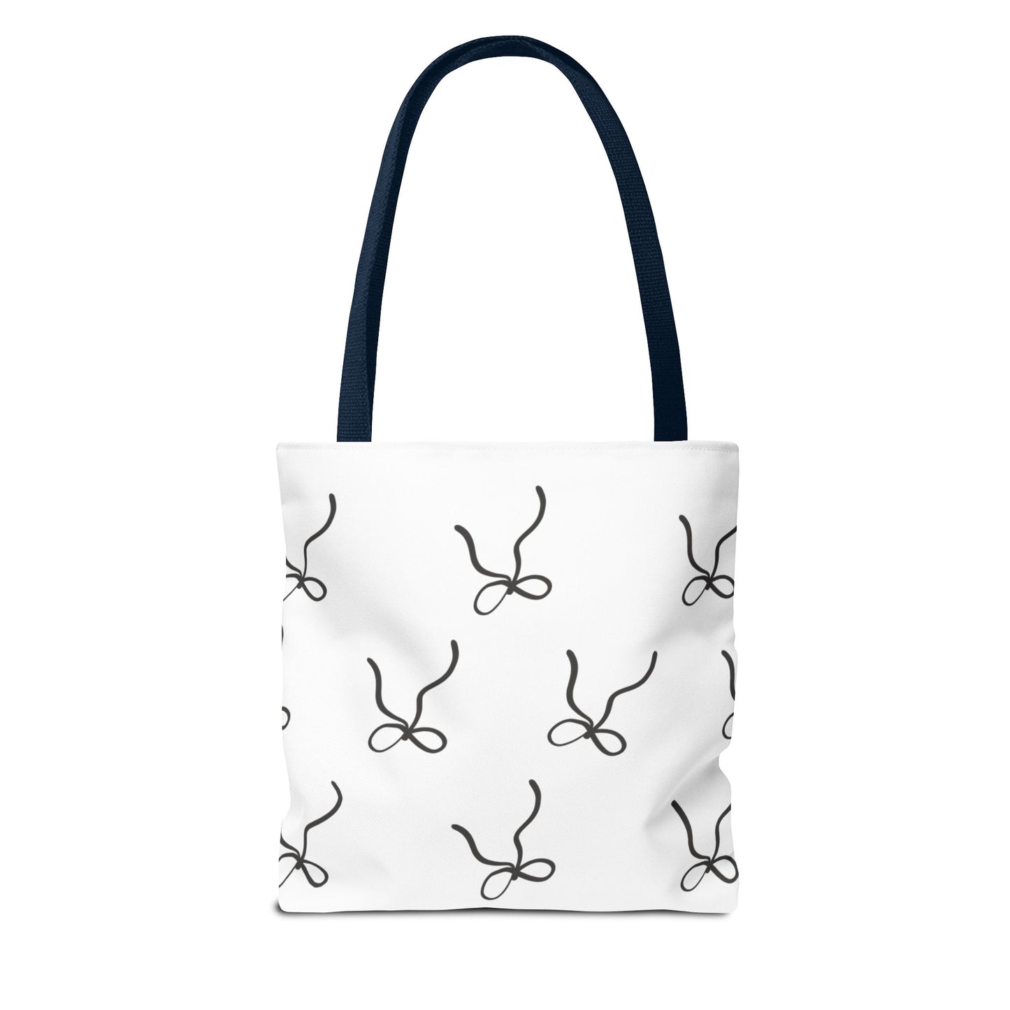 Minimalist Black Bow Pattern Tote Bag — All-Over Print