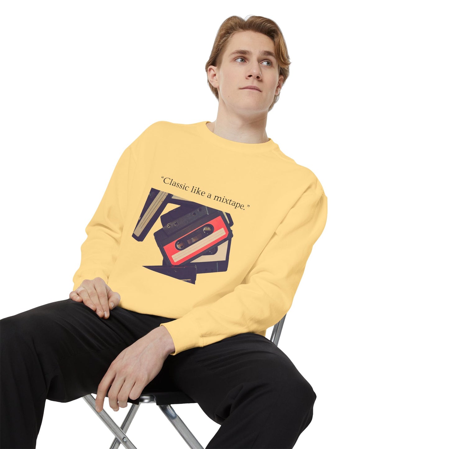 Cassette Mixtape Sweatshirt — "Classic like a mixtape." Retro Tape Crewneck