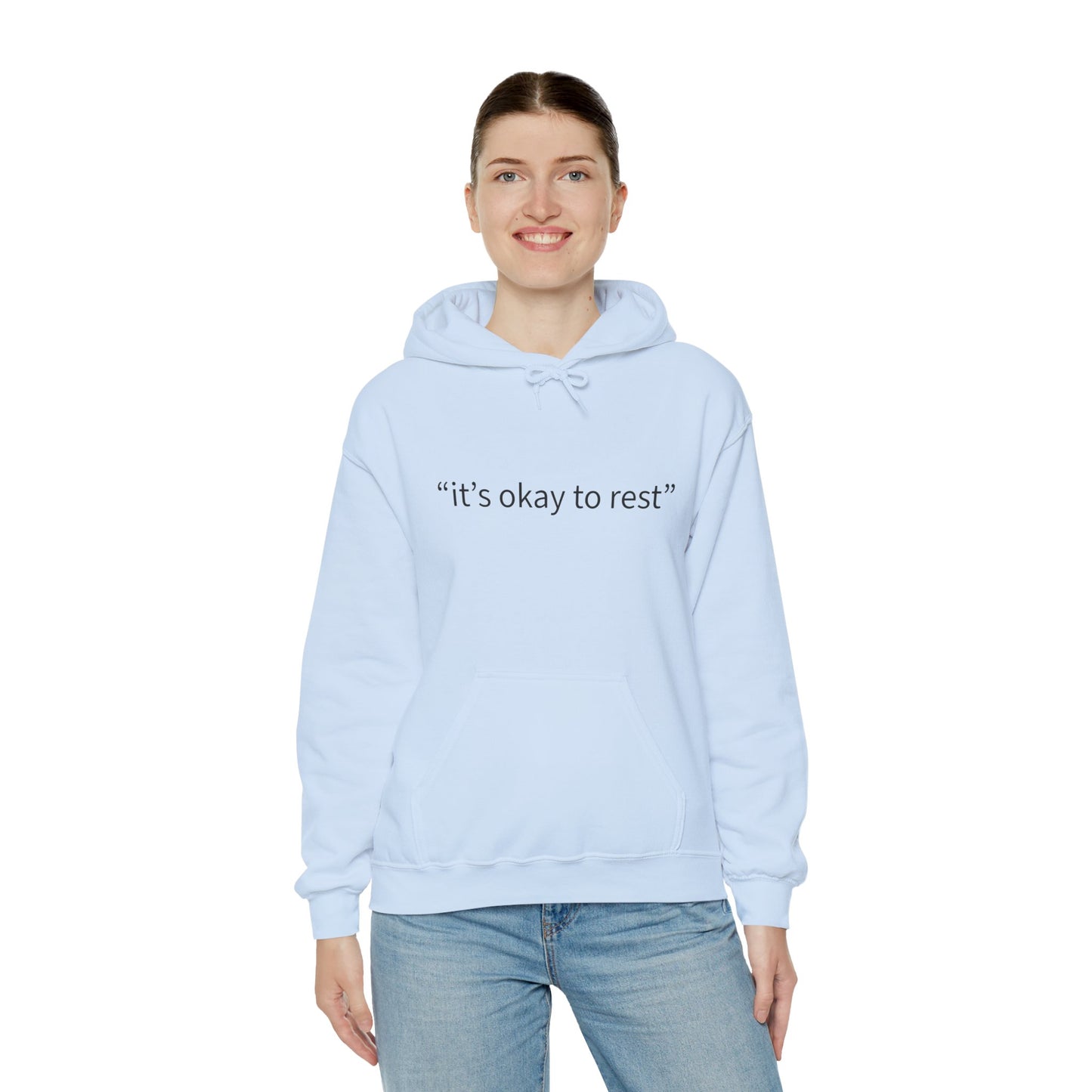 Hoodie — "it's okay to rest" Minimal Self-Care Pullover
