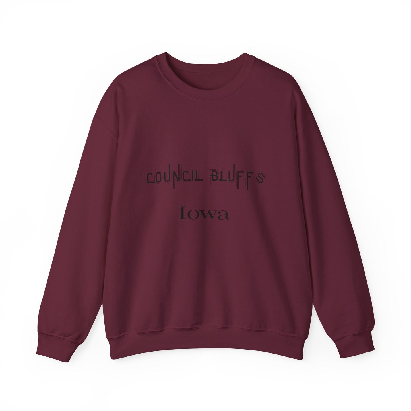 Council Bluffs Iowa Crewneck Sweatshirt – Minimalist City Name Pullover