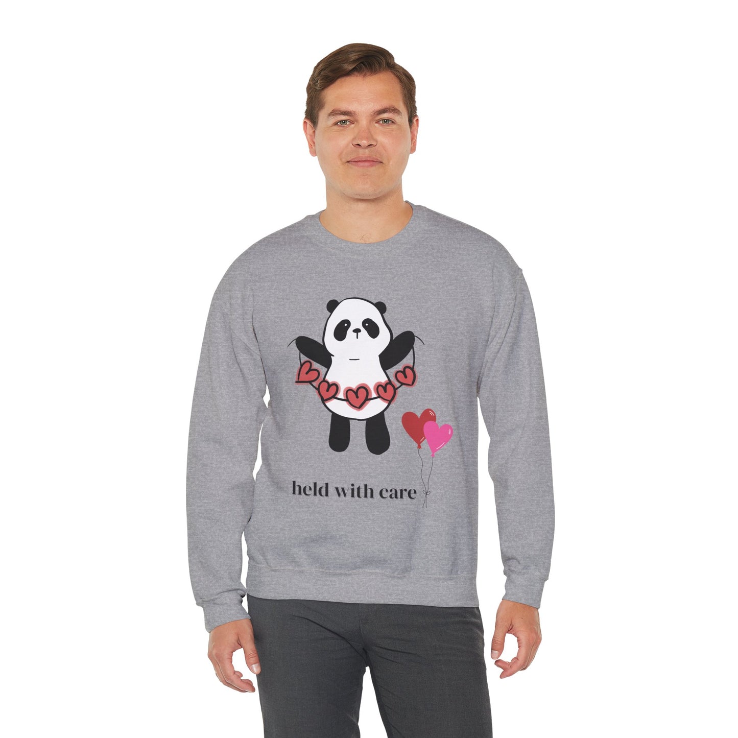 Sudadera de cuello redondo "Held With Care Panda": un regalo acogedor de Año Nuevo