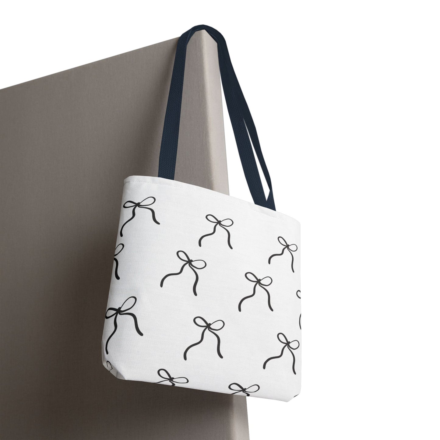 Minimalist Black Bow Pattern Tote Bag — All-Over Print