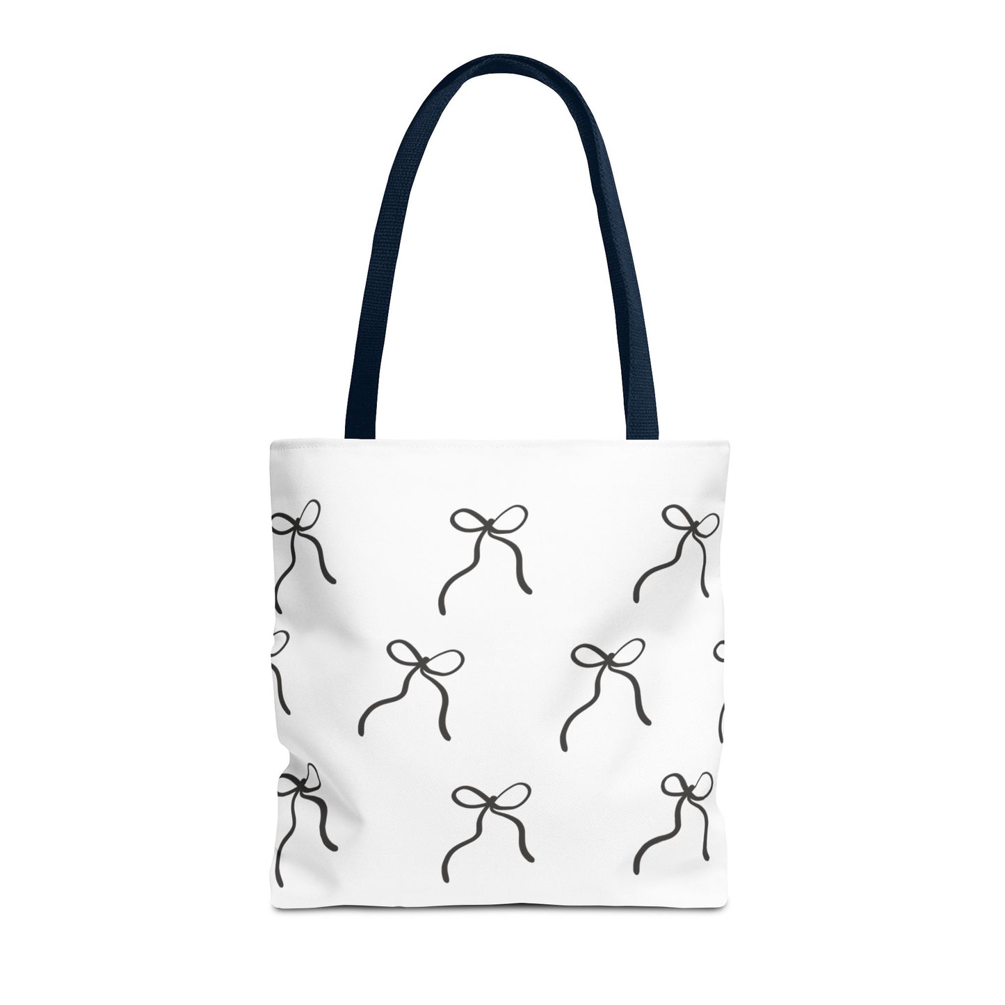 Minimalist Black Bow Pattern Tote Bag — All-Over Print