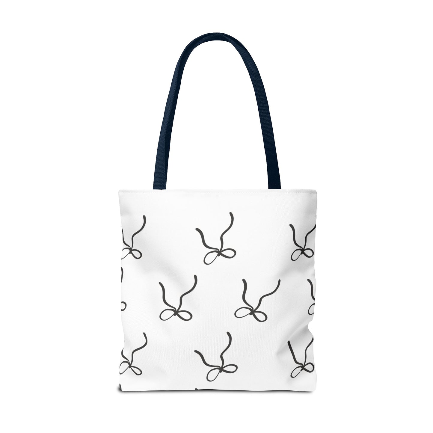 Minimalist Black Bow Pattern Tote Bag — All-Over Print