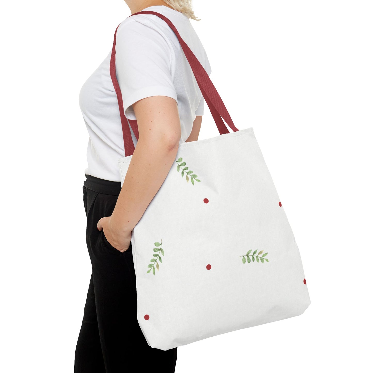 Minimal Holiday Dots Tote Bag — Festive Polka Dot Holiday Shopper