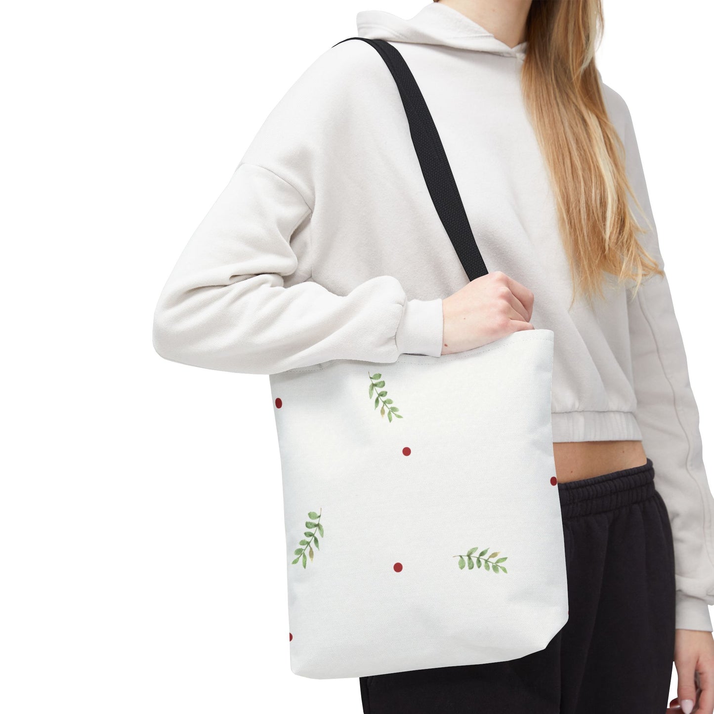 Minimal Holiday Dots Tote Bag — Festive Polka Dot Holiday Shopper