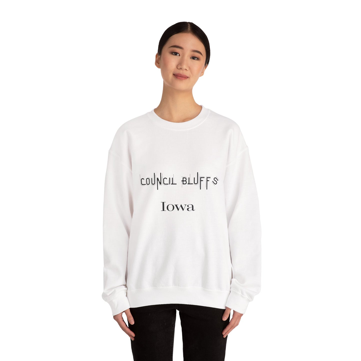 Council Bluffs Iowa Crewneck Sweatshirt – Minimalist City Name Pullover