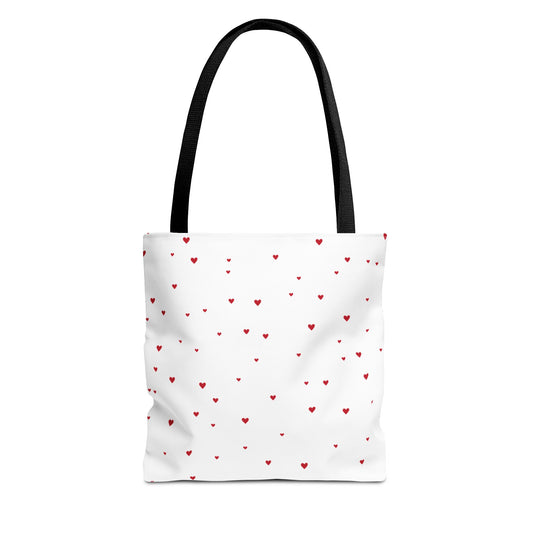 Heart Confetti Tote Bag — Cute Red Hearts All-Over Print (Valentine’s Day Gift)