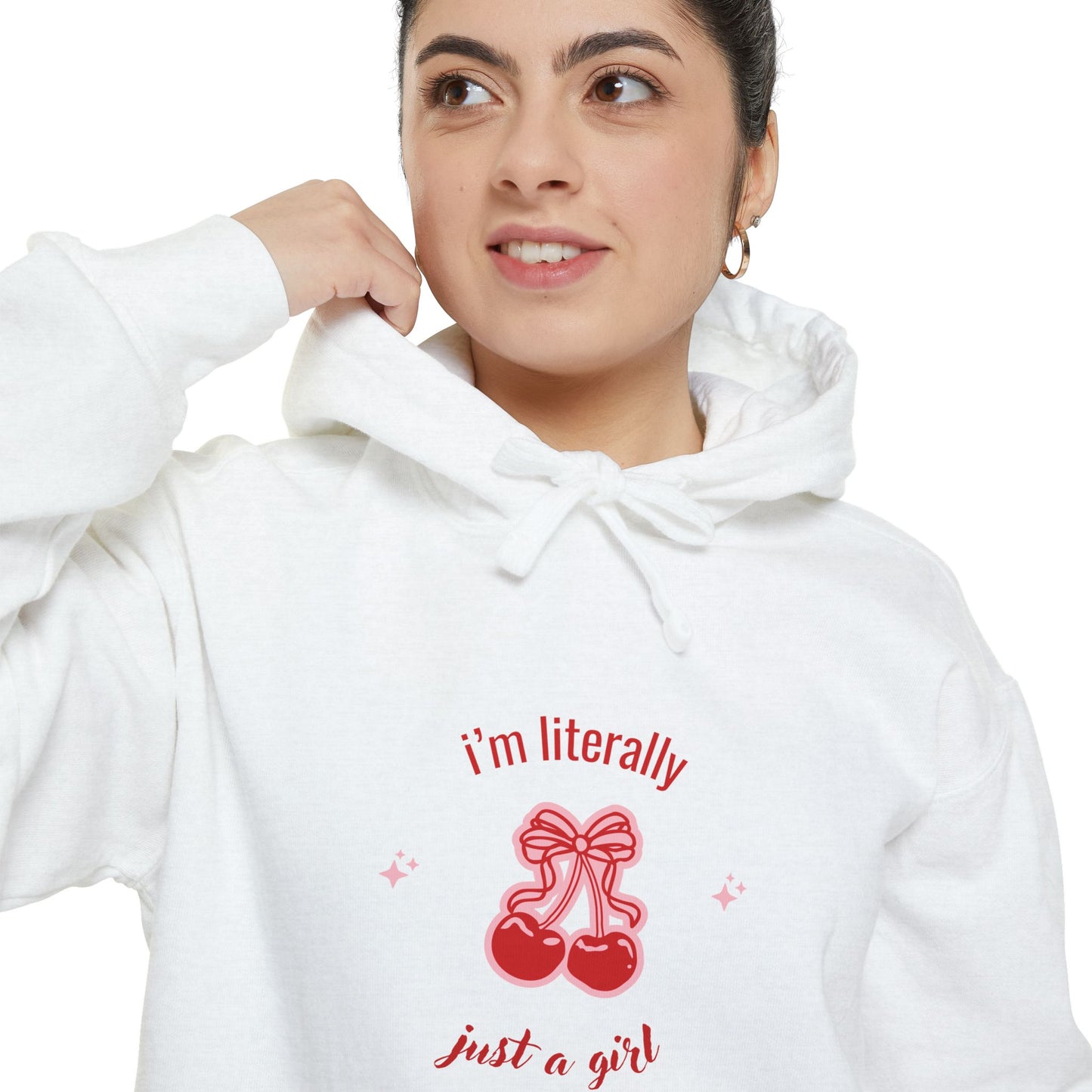 I'm Literally Just a Girl Red Heart Ribbon Hoodie