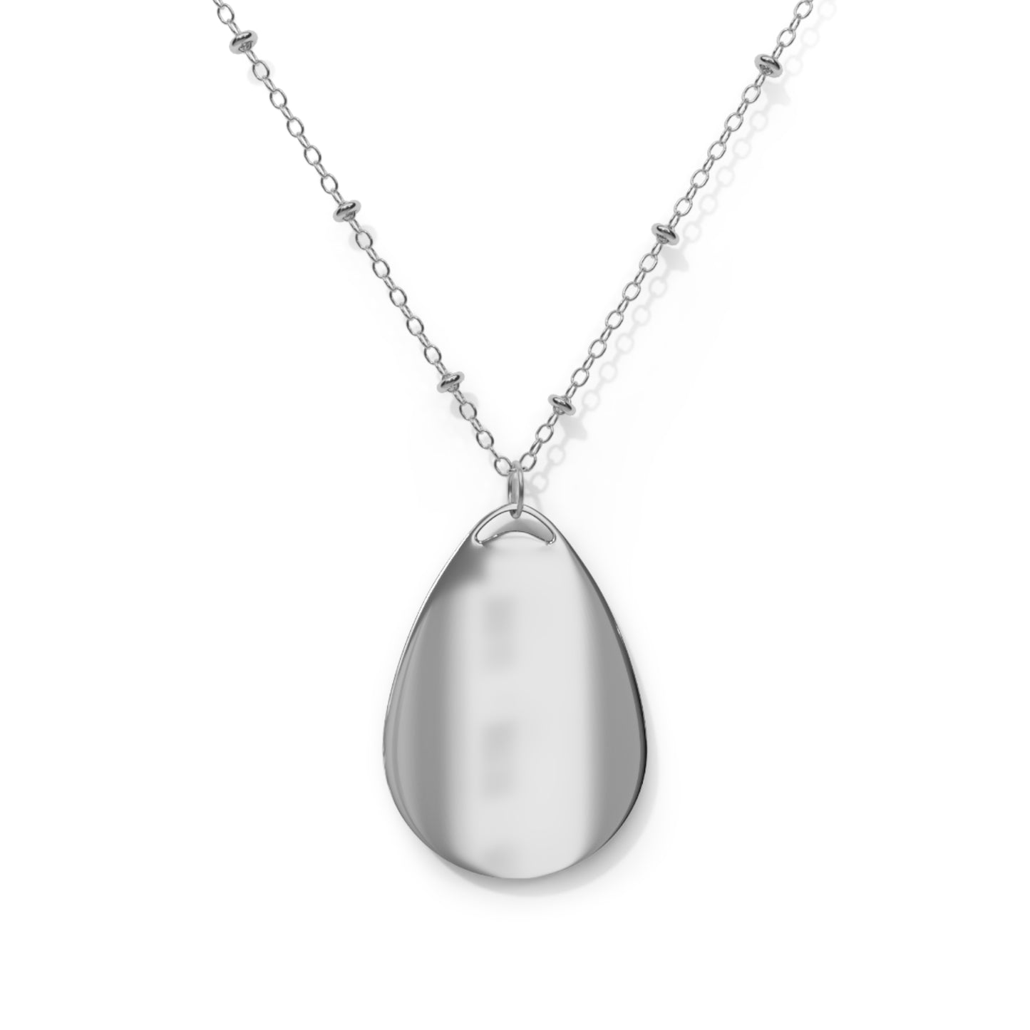 Heartline Oval Necklace — Minimalist Sterling Teardrop Pendant