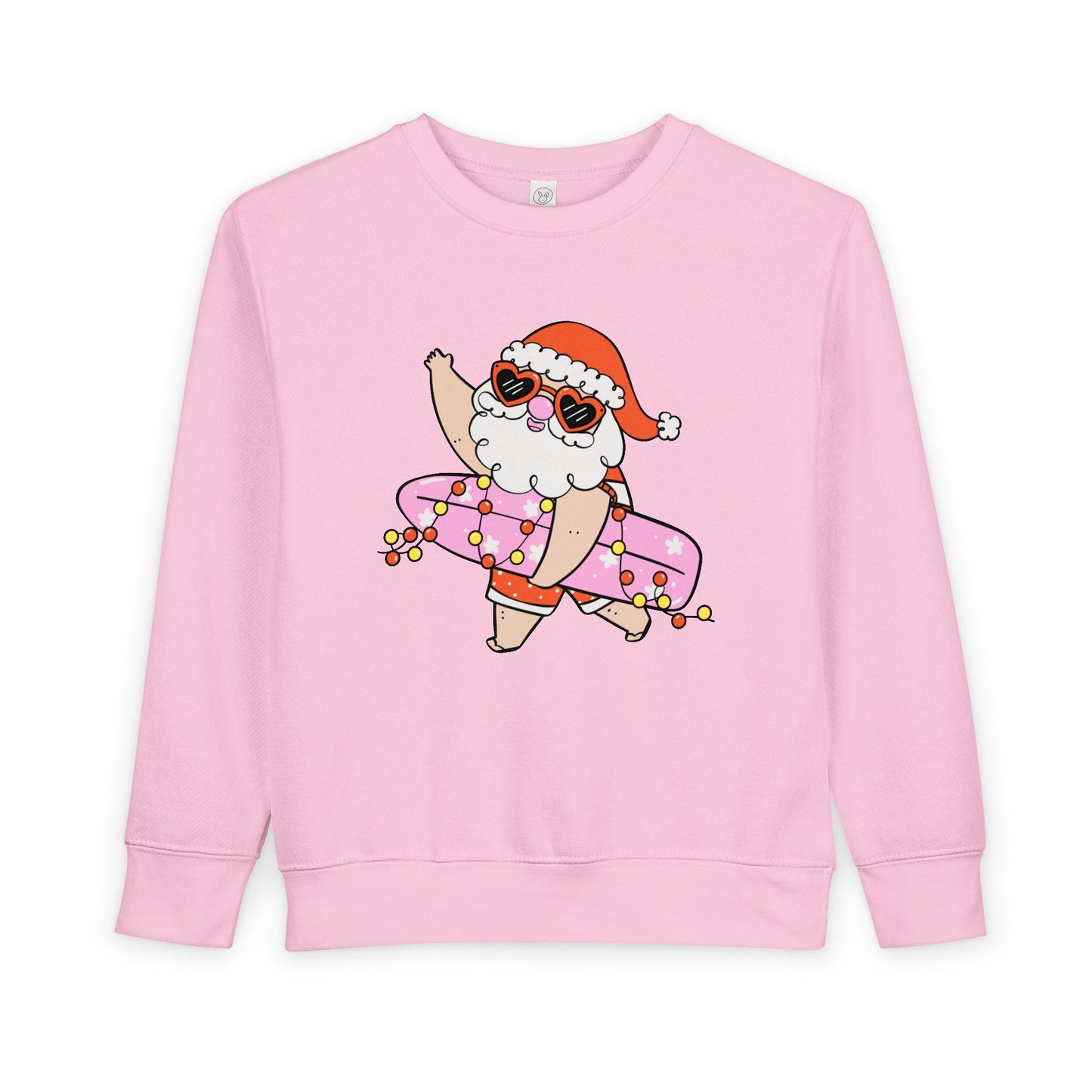 Sudadera para niños pequeños — Surfing Santa Christmas Crewneck para niños