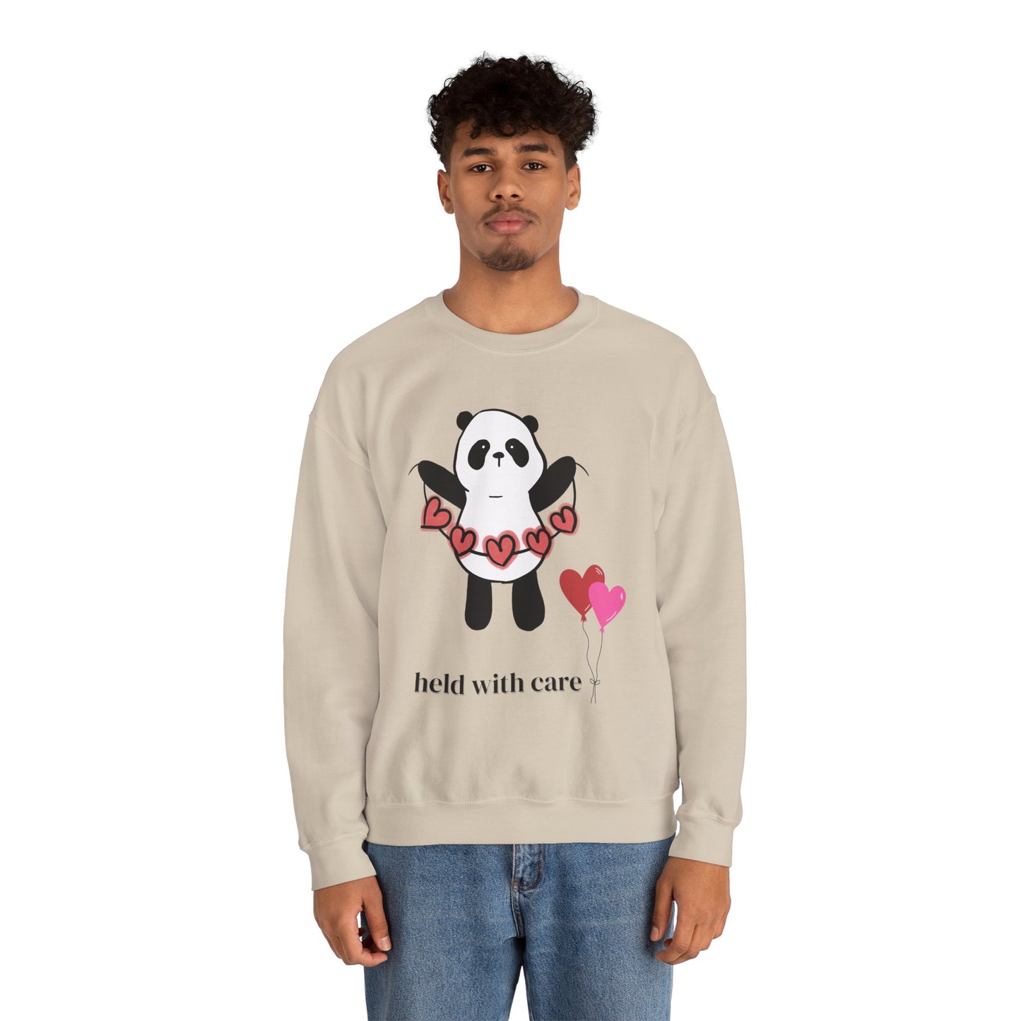 Sudadera de cuello redondo "Held With Care Panda": un regalo acogedor de Año Nuevo