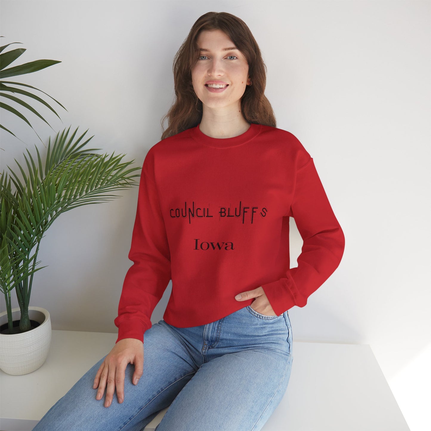 Council Bluffs Iowa Crewneck Sweatshirt – Minimalist City Name Pullover