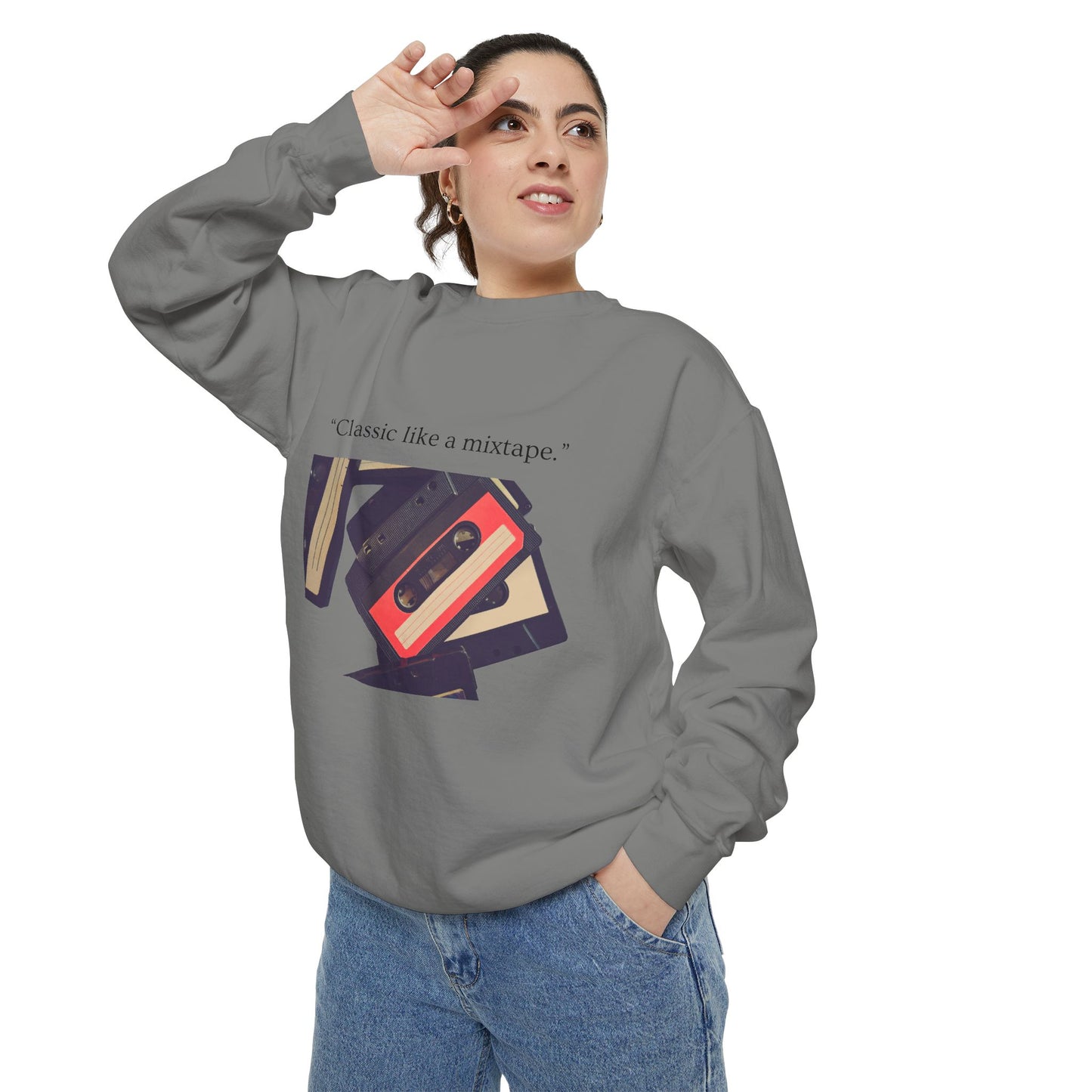 Cassette Mixtape Sweatshirt — "Classic like a mixtape." Retro Tape Crewneck