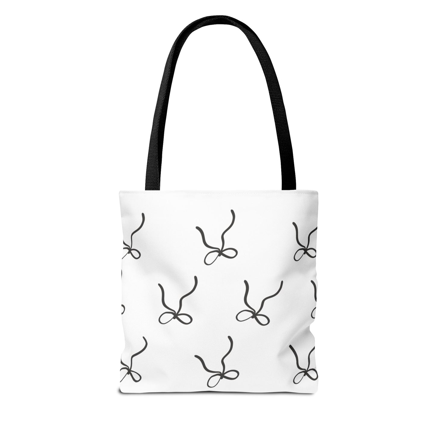 Minimalist Black Bow Pattern Tote Bag — All-Over Print