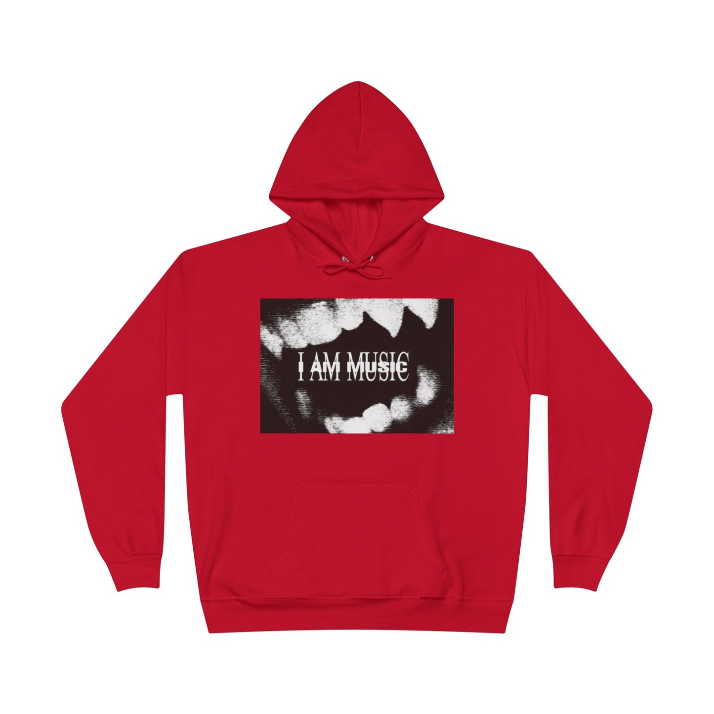 Music Teeth Graphic Hoodie — “I AM MUSIC” Black & White Pullover